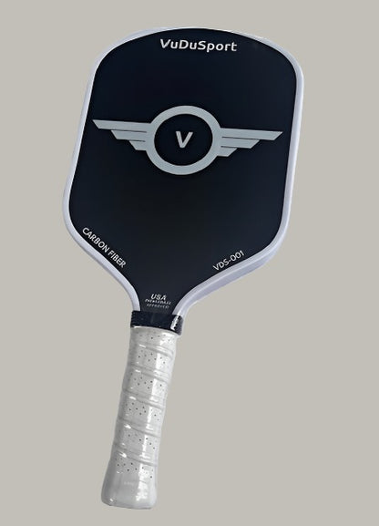 VuDuSport 16mm Raw Carbon Fiber Pickleball Paddle with cover - 3k Carbon friction surface