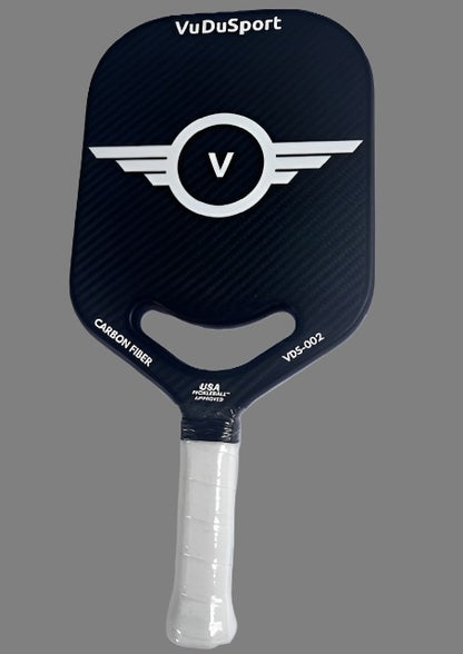 VuDuSport 20mm Raw Carbon Fiber Pickleball Paddle with cover - innovative 3k carbon texture surface